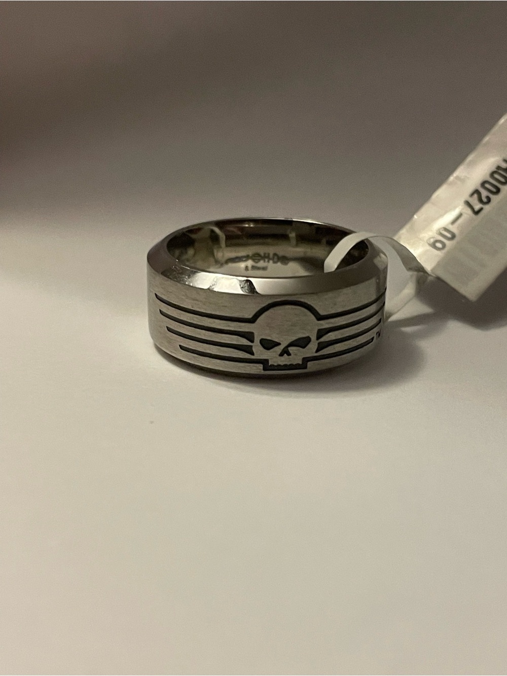 Harley-Davidson Brushed Silver Skull Stripe Band